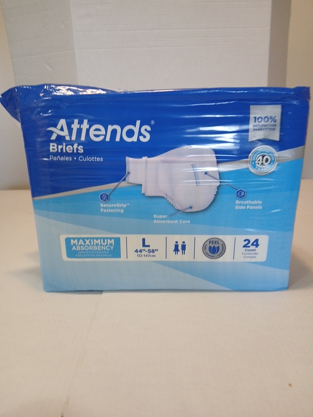 Attends Briefs Maximum Absorbency Adult Incontinence- Large-44"-58" 24ct